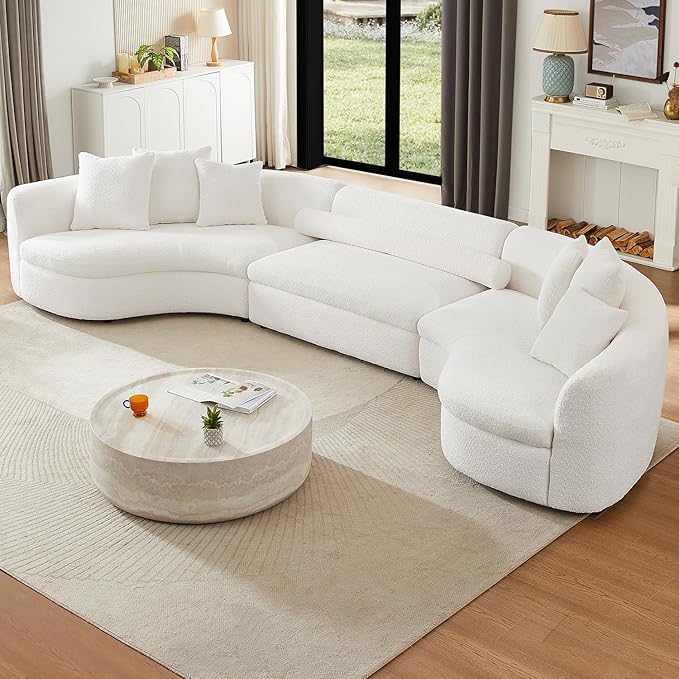 kevinplus ø39.3'' Round Coffee Table for Living Room, Modern Drum Circle Coffee Table Side Table End Table, Fiberglass Material, No Assembly (Mars Texture, ø39.3'' x 11.8'')
