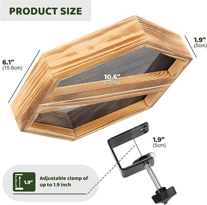 MIXXIDEA Bird Feeder Tray for Railing, Balcony Platform Deck Bird Feeders for Outside, Sturdy Wooden Birds Feeder for Attracting Wild Birds (Brown)