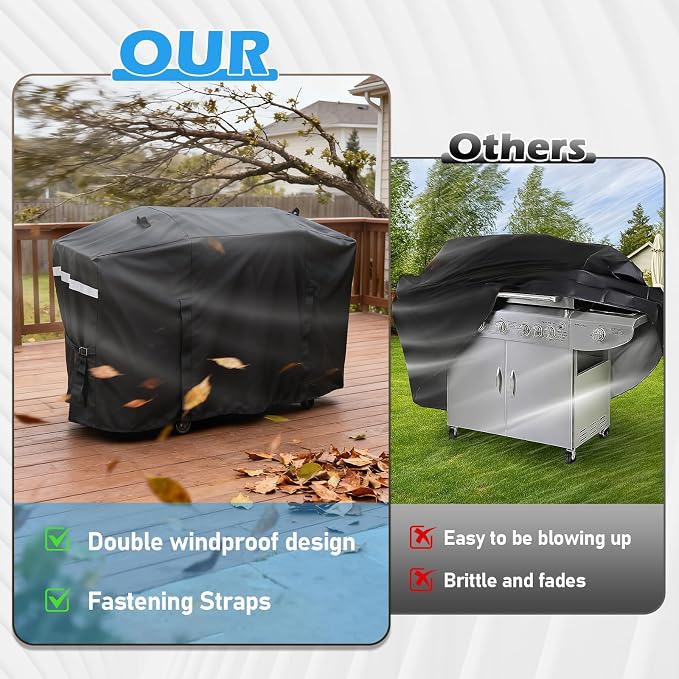 Utheer Grill Cover for Blackstone 28 Inch Griddle with Hood, 5483 Cover 600D Waterproof Heavy Duty Flat Top Grill Cover, Full-Length Outdoor Griddle Cover with Zipper and Adjustable Buckles, Black