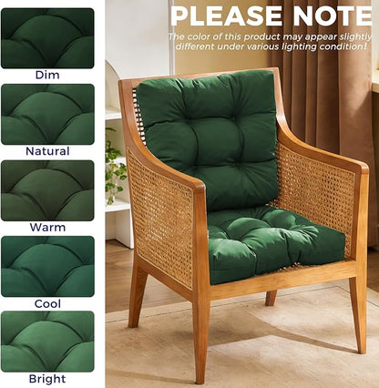 IASEAHK Outdoor Chair Cushions Set of 2, 19" x 19" x 5", Waterproof Outdoor Seat Cushions for Patio Furniture, Fade-Resistant Patio Chair Cushion, Dining Wicker Chair Pads for Porch Garden, Dark Green