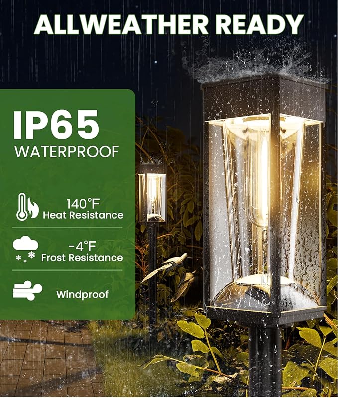 BITPOTT Solar Lights Outdoor, 2-in-1 Warm&Cool, 2 Pack Bright Solar Pathway Lights Waterproof IP65, Long Lasting Solar Path Light for Yard, Patio, Lawn, Garden, Landscape Decoration Lighting
