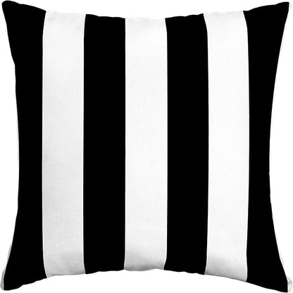 Arden Outdoor Toss Pillow, 16 x 16, Rain-Proof, Fade Resistant Black Cabana Stripe