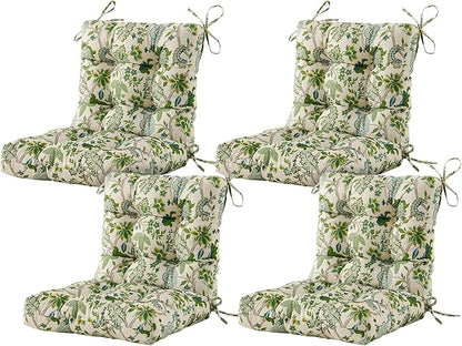 ARTPLAN Seat/Back Outdoor Chair Cushion,Set of 4 Patio Chair Cushion with Tie,Tufted Replacement for Patio Furniture,40x20x4 Inches,4 Count,Floral