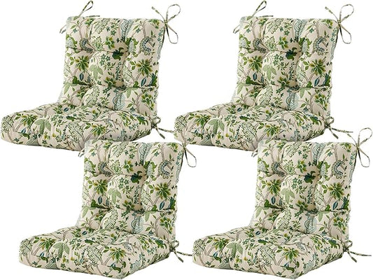 ARTPLAN Seat/Back Outdoor Chair Cushion,Set of 4 Patio Chair Cushion with Tie,Tufted Replacement for Patio Furniture,40x20x4 Inches,4 Count,Floral
