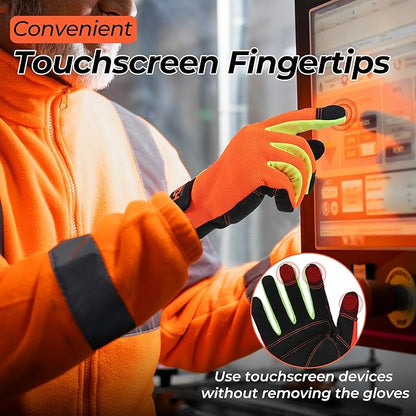 HANDLANDY Work Gloves for Men & Women, Utility Mechanic Working Gloves Touch Screen, Flexible Gardening Gloves for Yard