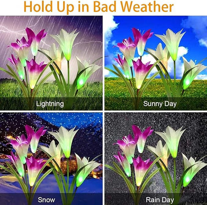 ostritec Solar Lights Outdoor Waterproof, 4 Pack Garden Decor Lights, 16 Multi-Color Changing Lily Solar Flowers for Yard Patio Pathway Decor, Gifts for Women Mom (4 Pack)