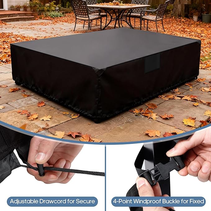 DUMOS Patio Furniture Cover Rectangular Heavy Duty 600D Waterproof UV Resistant Outdoor Sofa Couch Sectional Cover for Deck Table Chairs Backyard Dining Sets, 111"L x 74"W x 28"H, Black