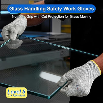 Dowellife 3 Pairs Level 5 Cut Resistant Work Gloves for Men and Women, PU Coated Breathable Gardening Gloves, Thin Flexible and Firm Grip for Mechanics and Fishing (X-Large, Grey)