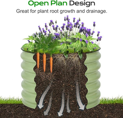 Aoodor 2 Pack 17" Tall 24" Metal Raised Garden Bed, Outdoor Planter Box and Raised Garden Kit for Vegetables, Flowers, and Herbs, Olive Green