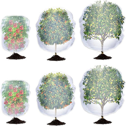 6 Pack Garden Bird Netting for Plants - 3 Size Sun Resistant Blueberry Tomato Protecting Netting with Drawstring, Fine Mesh Fruits Tree Protection Barrier for Block Squirrels Deer