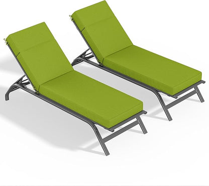 2 Pcs Chaise Lounge Cushions Outdoor, 72" L X 21" W X 4" D Lounge Chair Cushions for Outdoor Furniture, High-Density Foam Patio Chaise Cushion-Waterproof Fade-Resistant ThickPatio lounge chair cushion