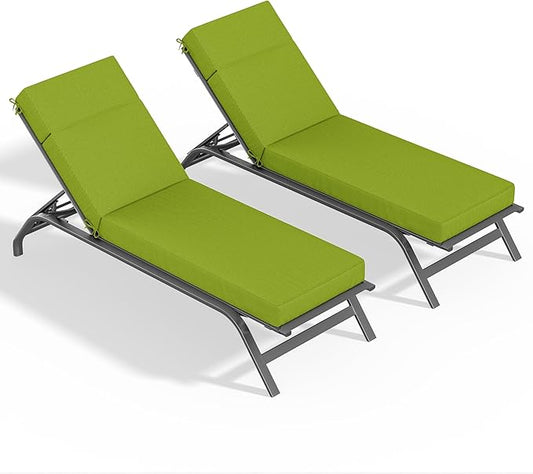 2 Pcs Chaise Lounge Cushions Outdoor, 72" L X 21" W X 4" D Lounge Chair Cushions for Outdoor Furniture, High-Density Foam Patio Chaise Cushion-Waterproof Fade-Resistant ThickPatio lounge chair cushion