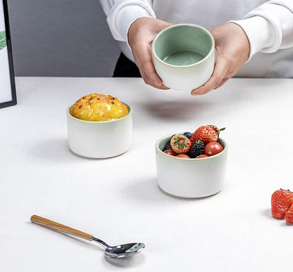 Ramekin Set, UNICASA 8 oz Creme Brulee Ramekins, Oven Safe Baking Set for Custard, Pudding, Souffle Cups, Reactive Gray (Light Green, 8oz x 6pc)