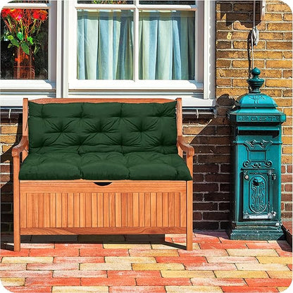 Replacement Cushion for Swings, Waterproof Porch Swing Cushion, 2-3 Seat Replacement Swing Seat Cushion with Backrest and Ties for Patio Backyard Porch Garden(Dark Green 40 * 60 in)