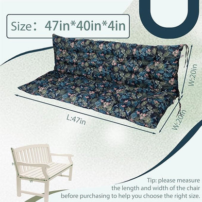 2/3 Seater Swing Replacement Cushion, Waterproof Porch Swing Cushions with Backrest, Thickened Bench Cushions for Outdoor Furniture, for Outdoor Patio Swing (Hummingbird, 47 * 40 in)