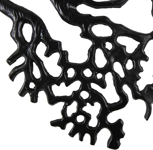 Deco 79 Aluminum Metal Tree Home Wall Decor Large Textured Wall Sculpture, Wall Art 50" x 1" x 41", Black