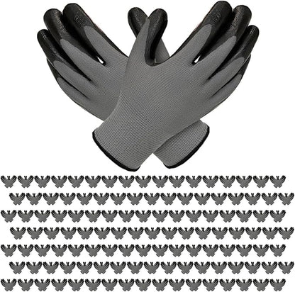 YOUKE OLA 120 Pair Gardening Gloves for Men Women, Breathable Rubber Coated Garden Gloves Working Gloves for Gardening, Construction Black