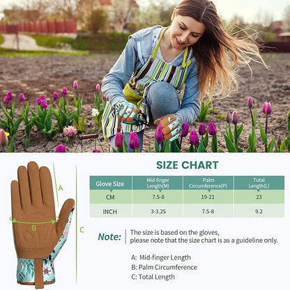 Pleneal Gardening Gloves for Women - Leather Garden Gloves Thorn Proof, Outdoor Protective Working Gloves