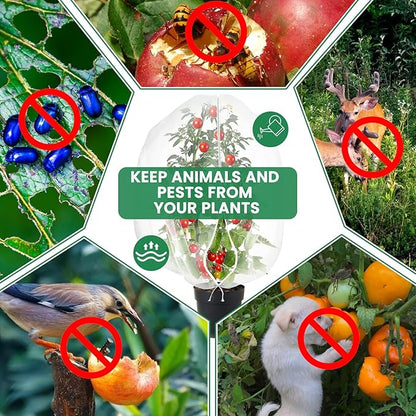 Bird Netting for Garden Protection, Fruit Tree Netting Bag with Zipper & Drawstring 2 Pack 3.9x5.9 Ft Reusable Garden Insect Netting Pest Barrier Mesh Cover for Vegetables,Bushes,Flowers and Plants
