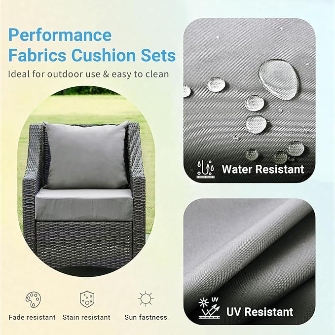 IPYNBAP Outdoor Cushions for Patio Furniture,Outdoor Seat Cushion Set 24 x 24 x 5.75 Inch,Waterproof & Fade Resistant Outdoor Chair Cushions,Deep Patio Chair Cushion with Removable Cover,Grey