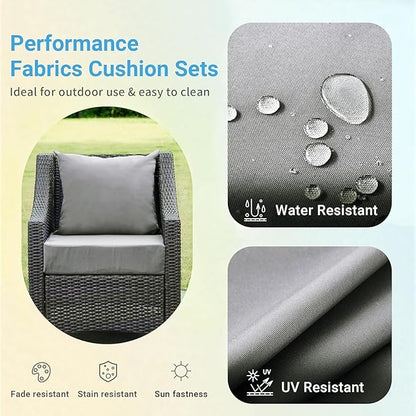 IPYNBAP Outdoor Cushions for Patio Furniture,Outdoor Seat Cushion Set 24 x 24 x 5.75 Inch,Waterproof & Fade Resistant Outdoor Chair Cushions,Deep Patio Chair Cushion with Removable Cover,Grey