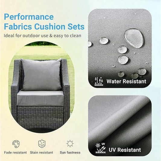 IPYNBAP Outdoor Cushions for Patio Furniture,Outdoor Seat Cushion Set 24 x 24 x 5.75 Inch,Waterproof & Fade Resistant Outdoor Chair Cushions,Deep Patio Chair Cushion with Removable Cover,Grey