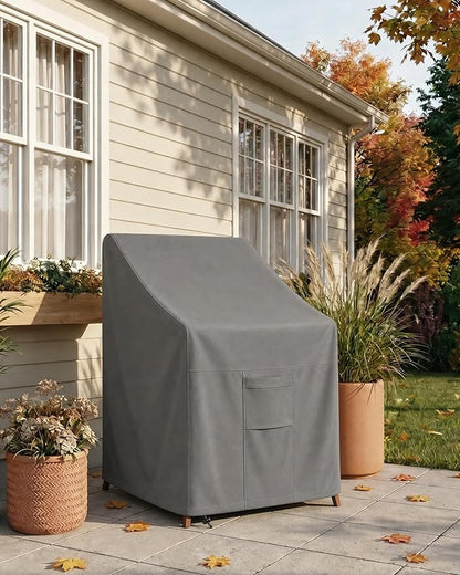 Vailge Stackable Patio Chair Cover,100% Waterproof Outdoor Chair Cover, Heavy Duty Lawn Patio Furniture Covers,Fits for 4-6 Stackable Dining Chairs,2 Pack-36"Lx28"Wx47"H,Grey