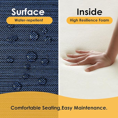 Outdoor Cushions for Patio Furniture Set of 2, 24"x24" Water Repellent Chair Cushions Removable Seat Bottom & Back Cushion Covers for Chair, Sofa, Couch, Navy