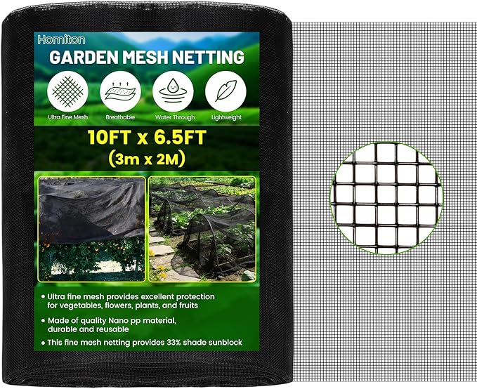 Stronger Garden Mesh Netting,10 x 6.5 FT Ultra Fine Nano PP Plant Covers, Small Animals Bird Net Barrier Screen for Vegetables Plants Fruits Flowers Protection, Shading Rate 33%