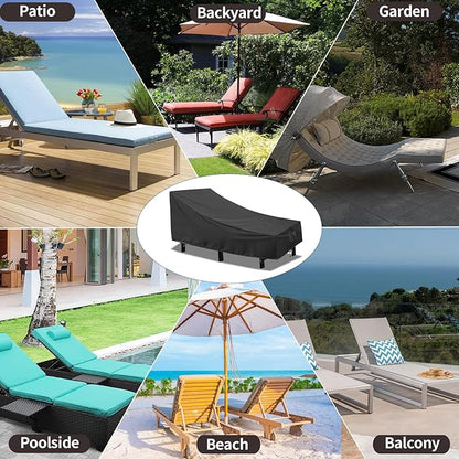 PureFit Outdoor Chaise Lounge Cover, Lounge Chair Covers Waterproof Patio Furniture Lounge Chair Cover, UV Resistant & Weatherproof, 1 Pack, 78"L x 35.5"W x 33"H Inches, Black