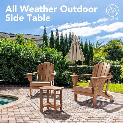 nalone Adirondack Side Table 16.5" Outdoor Side Table HDPE Plastic Double Adirondack End Table Small Table for Patio (Teak)