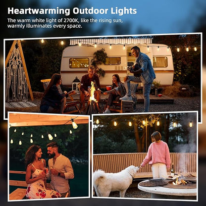 FOOMAN LED Outdoor String Lights, 500FT Outside Waterproof Hanging Patio Lights with 250+10 Shatterproof ST38 Edison Bulbs, 2700K Warm White, Dimmable Light for Back Yard Porch Party Gazebo Bistro