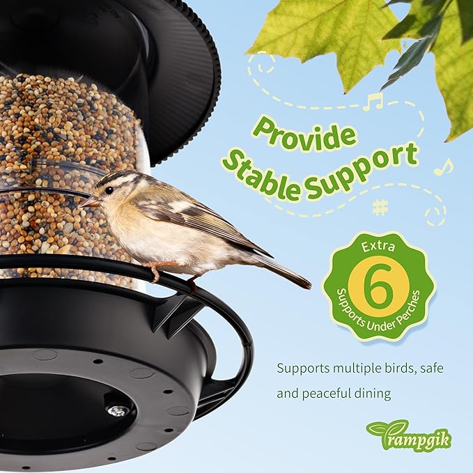 Outdoor Bird Feeder, Retractable Bird Feeder Hanging, Metal Hanger, Rainproof & Leak-Proof, Black, Pack of 1