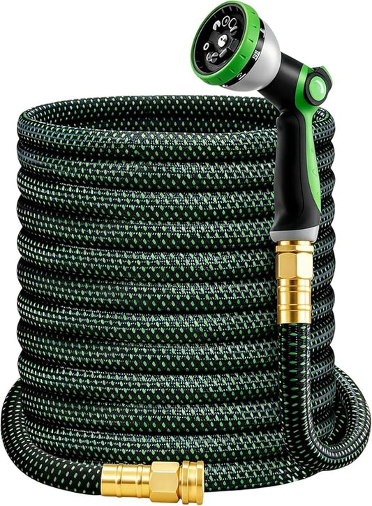HBife 150ft Garden Hose, Non Expandable Garden Hose with 10 Function Sprayer Nozzle, Flexible Lightweight Water Hose for Yard, Lawn, Car Wash and Outdoor
