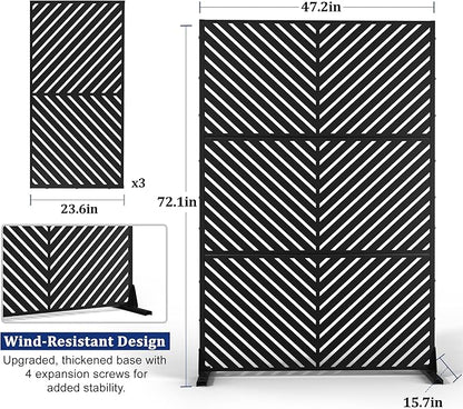 Outdoor Privacy Screen,72" H×47" W Metal Privacy Screen, Freestanding Privacy Fence Panels for Patio