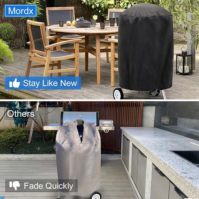 Small Grill Cover for Outdoor Grill BBQ,Waterproof, UV & Fade Resistant,for Weber 18 Inch Charcoal Kettle Grill,Round Kettle Grill (18 Inch/Black)