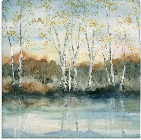 Stupell Industries Birch Tree Reflections Quaint Lake Clearing Landscape Canvas Wall Art, Design by Carol Robinson