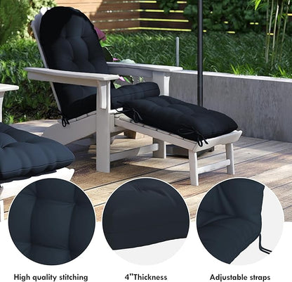 Adirondack Chair Cushion with Ottoman, Folding Adjustable Adirondack Seat Cushions, Waterproof Adirondack Patio Chair Pads for Garden, Deck, or Poolside, Large-Dark Blue-1