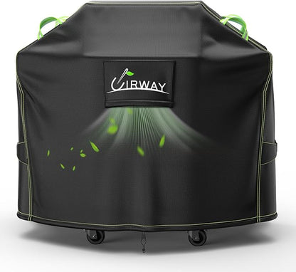 UIRWAY Grill Cover for Outdoor Grill 58 Inch, 600D Heavy Duty Waterproof BBQ Cover, UV & Fade Resistant Gas Grill Covers with Reflective Strip and Air Vent, Black
