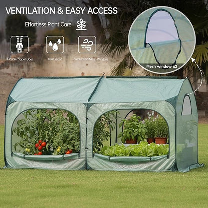 Pop up Tunnel Greenhouse Cover Plant Tent with 6x3FT Riased Garden Bed Set ,Raised Planter Box
