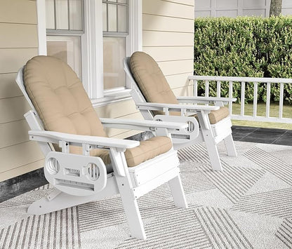 Adirondack Chair Cushion, Thickened Patio Chair Cushions with Ties, Waterproof and UV-Protected Rocking Chair Cushion for Indoor and Outdoor, Khaki.