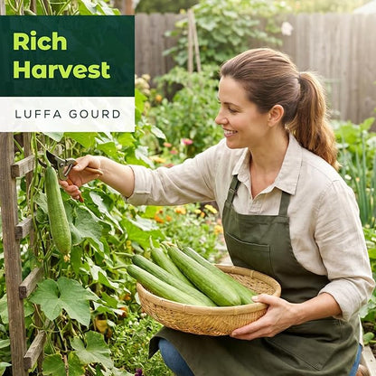 50 Heirloom Luffa Gourd Seeds for Planting – Fast-Growing Sponge Gourd, High Germination, Ideal for Home Garden & Trellis, Annual Vegetable Seeds