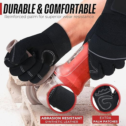 HANDLANDY Work Gloves Mens & Women, Utility Safety Mechanic Working Gloves Touch Screen, Flexible Breathable Yard Work Gloves (2X-Large, Black)