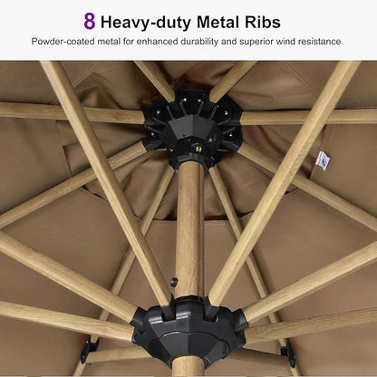 PURPLE LEAF 10' x 10' Square Patio Umbrella Outdoor Table Umbrella Aluminum Market Umbrella with 8 Sturdy Ribs & Crank Outdoor Umbrellas for Garden Deck Patio, Taupe