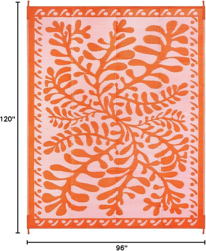 Anidaroel 8x10 Outdoor Rug for Patios Clearance, Waterproof Camping Rug for Outside RV, Reversible Plastic Straw Outside Rugs, Large Outdoor Area Rug for Garden, Camper, Pool Deck(Orange,8’x10’)