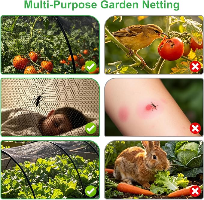 Patio Mosquito Netting, Black 9.8FT×18FT Garden Mesh Netting,Garden Mosquito Net for Plants,Fruits and Vegetables to Repel Flies,Insects & Birds,Mosquito Mesh Screen for Outdoor,Patio,Balcony,Terrace