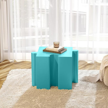 Christopher Knight Home Daton 3 Piece Interlocking Outdoor Side Table Set, Modular Lightweight Concrete Coffee Table, Convertible MGO End Table for Indoor&Outdoor, Creative Set Up,Sky Blue+Mint Green