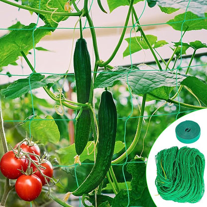 Garden Trellis Netting for Climbing Plants Outdoor Heavy Duty 27 Strands & 4x4 Inch Mesh Plant Climbing Net Strong Support for Clematis Tomatoes Cucumber Vine Plants（5.9x11.8FT）