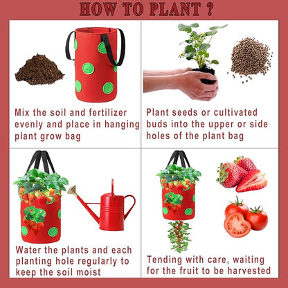 Miewslan 2 Packs Upside Down Planter, Garden Hanging Strawberry Tomato Grow Bag Potato Vegetable Planting Bag with Holes