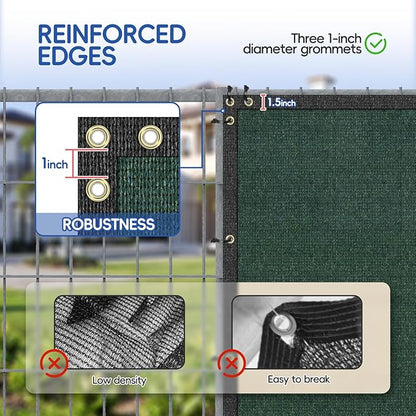 4'x45' Privacy Fence Screen Net Fencing 90% Privacy Blockage Windscreen Fence Cover with Copper Grommet for Patio Backyard Garden Swimming Pool, Zip Ties Included, Green